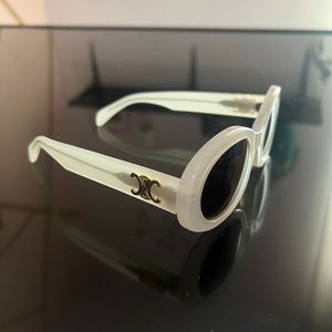 Celine White and Gold Oversized Cat-Eye Glasses